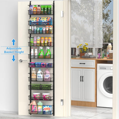 VyGrow Over the Door Pantry Organizer, 10-Tier Over the Door Organizer with Adjustable Basket, Pantry Door Organization for Pantry Kitchen Storage