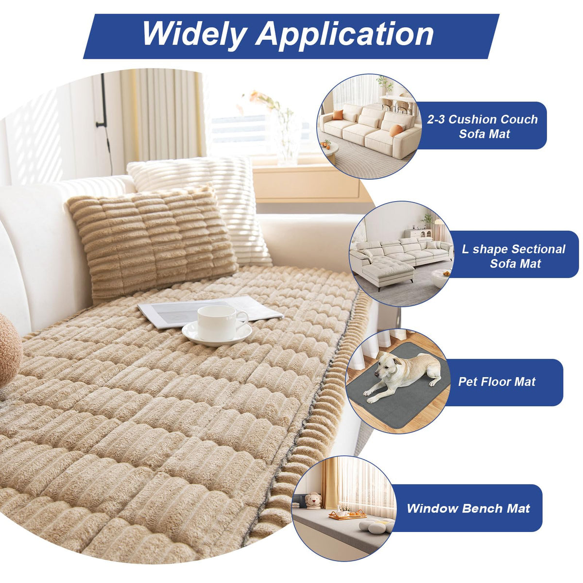 GKXLH New Thick Non-slip Sofa Cover 2 3 4 Seater Light Coffee, 70x150cm