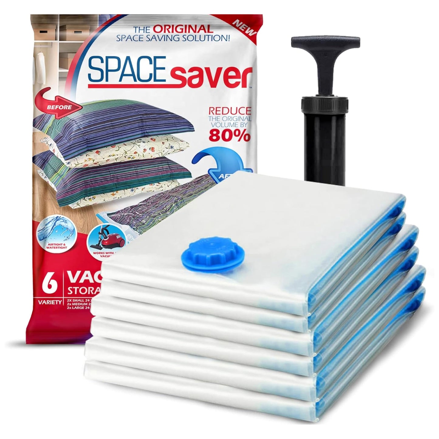 Spacesaver Jumbo Vacuum Storage Bags for Clothes - 100 x 80 cm Vacuum Bags and Space Saver for Comforters and Blankets