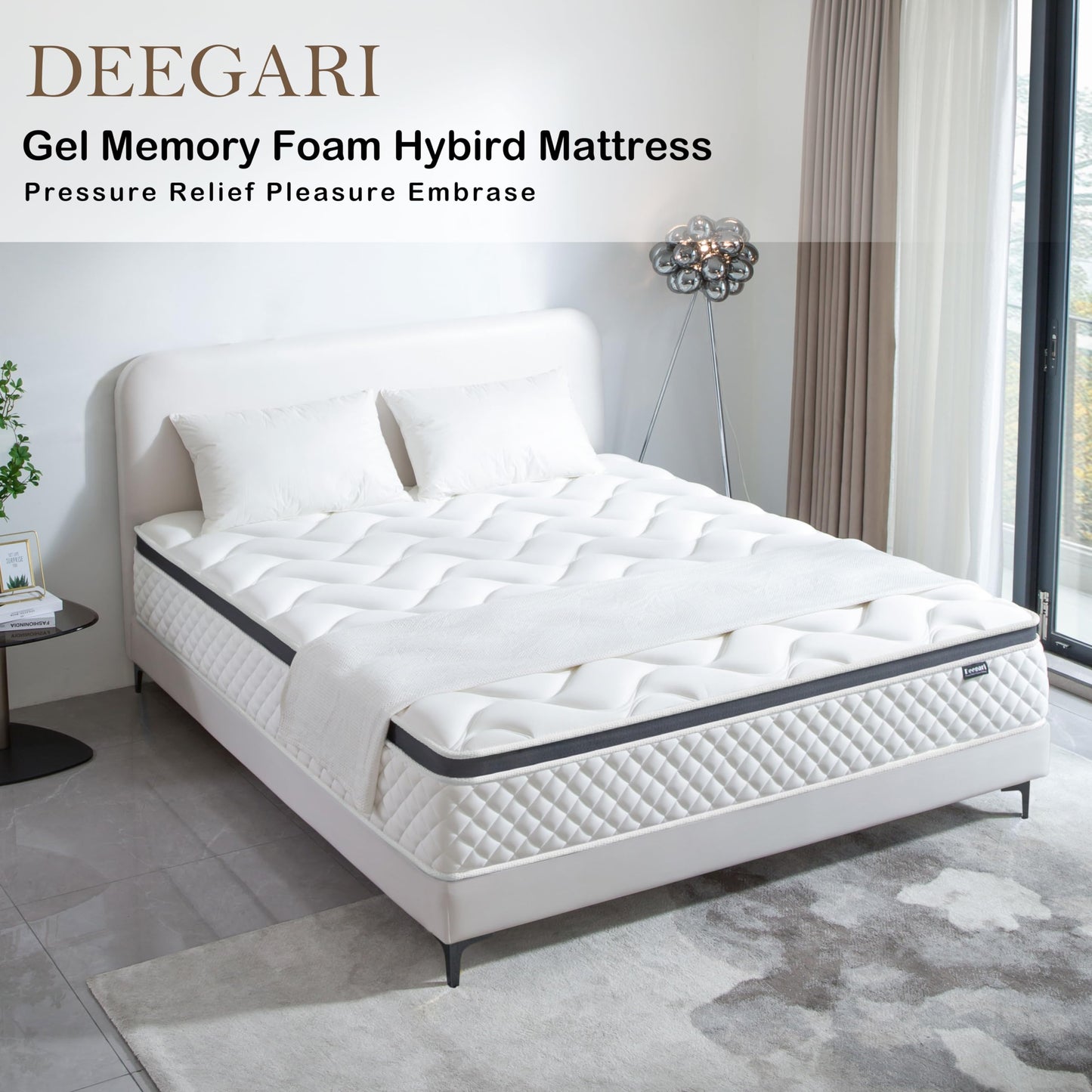 Deegari double Mattress 4FT6,10 INCH Pocket Sprungs Mattress Memory Foam- Medium Firm - Motion Isolation,135x190X25CM