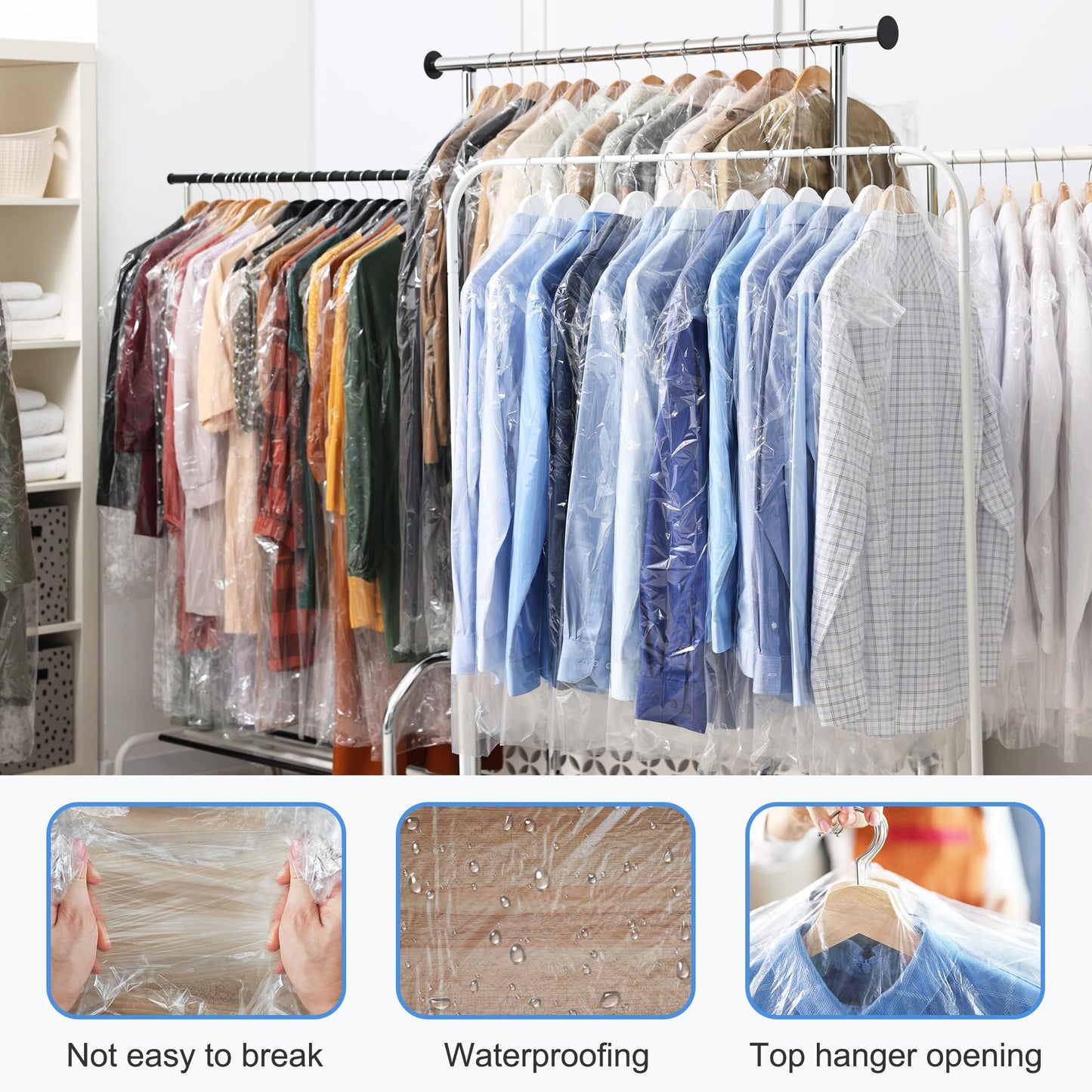 AZKEEGREY 100 Pcs Clear Dry Cleaning Bags for Clothes 60 x 90 cm