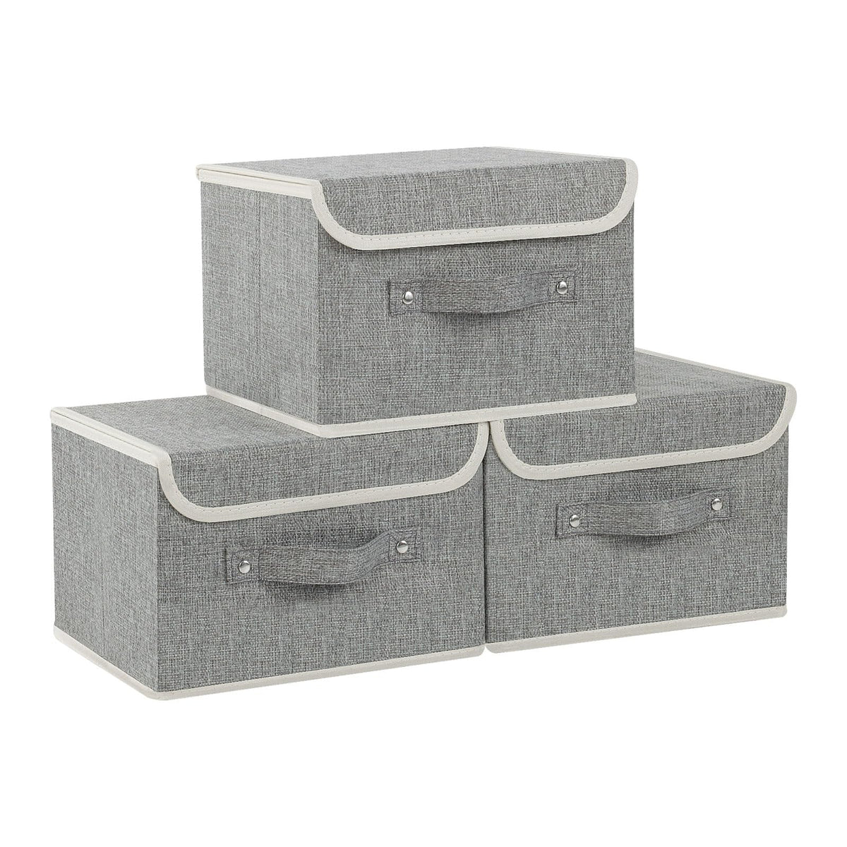 ENUMAIL Foldable Fabric Storage Cubes with Lids,Grey 26x20x17cm,3 Pack