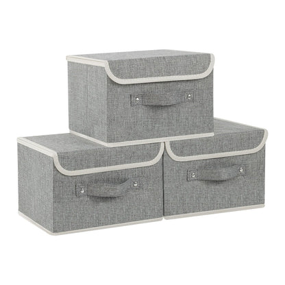 ENUMAIL Foldable Fabric Storage Cubes with Lids,Grey 26x20x17cm,3 Pack