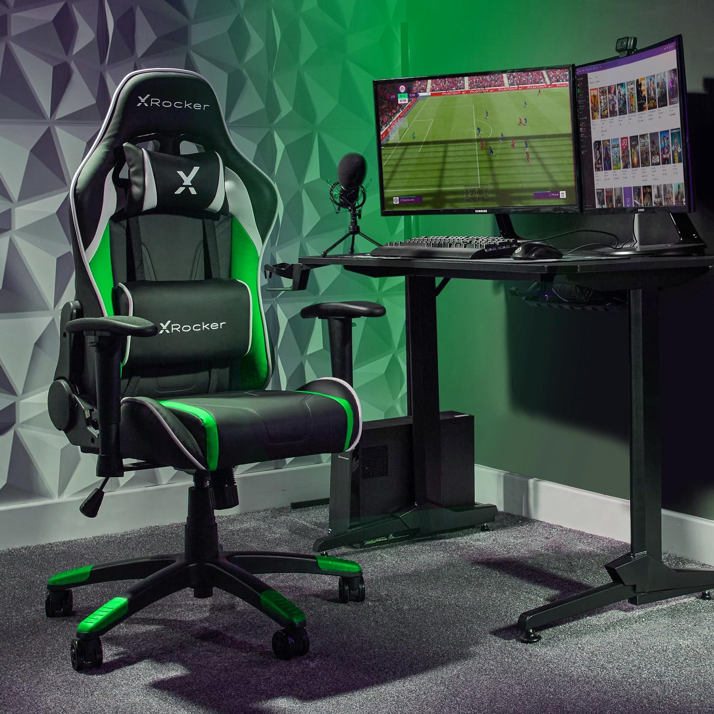 X-Rocker Agility Compact High Back eSports Gaming Chair for Kids & Teens - 3D Armrests, Head & Lumbar Cushion, Height Adjustable