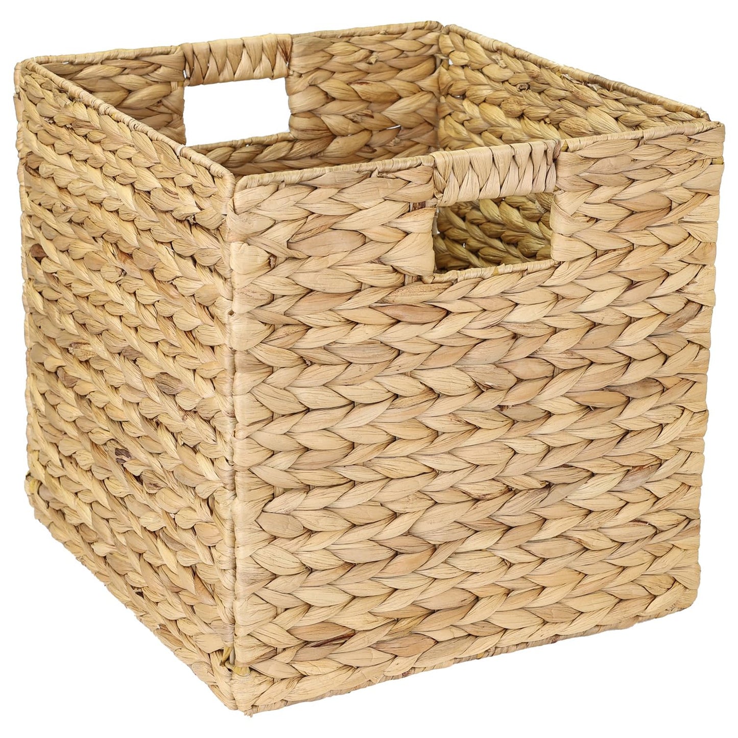 HMF Storage Basket Suitable for KALLAX Shelving Unit, Woven Water Hyacinth Basket with Handles | 32 x 34,5 x 32 cm | Nature
