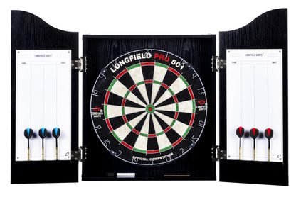 Engelhart - 065015 - Wooden Dart Cabinet + Sisal Dartboard + 2 Sets of 18 g Darts (Black)
