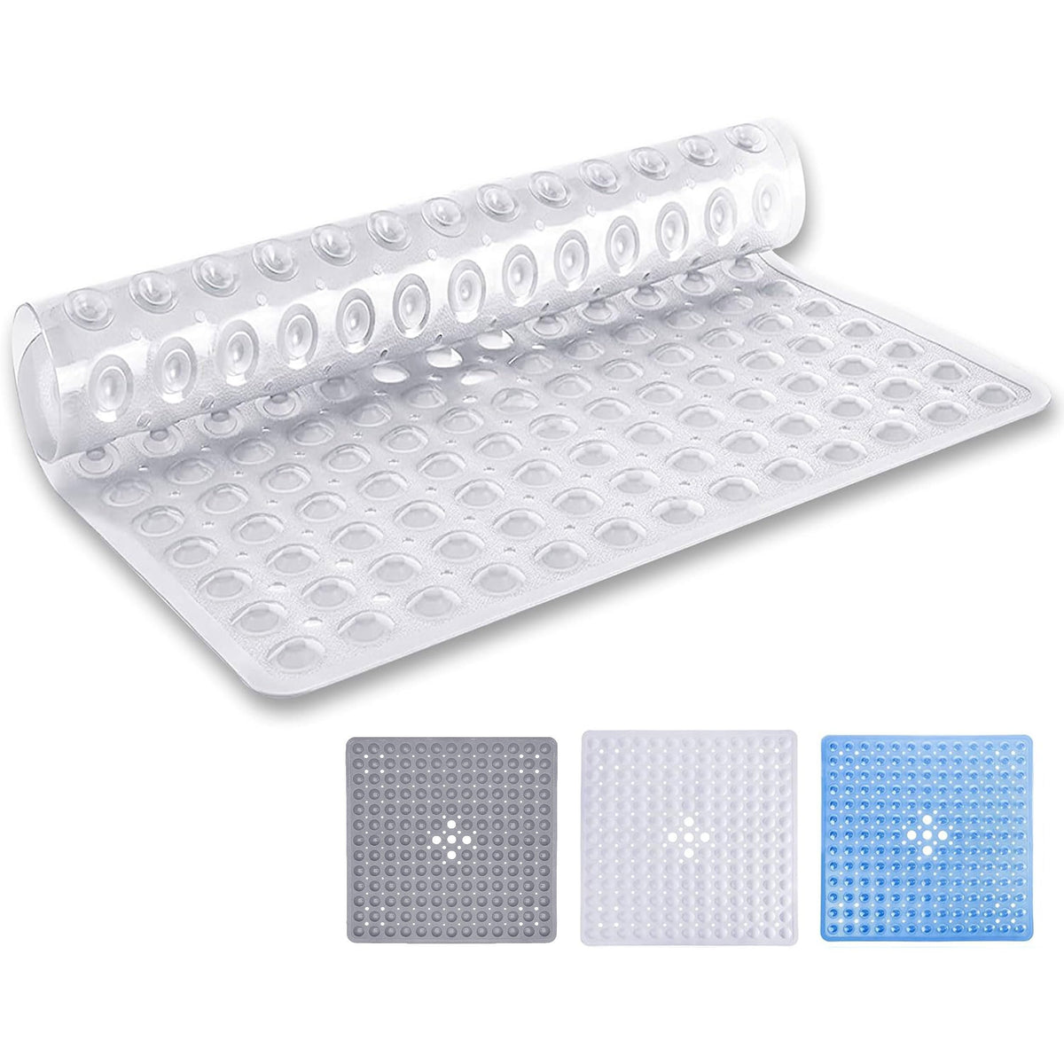 MOONLIGHT20015 Square Shower Mat Non Slip Anti Mould - 53x53cm Rubber Bath Mat PVC Shower Mats for Inside Shower with Strong Suction Cups Grip and