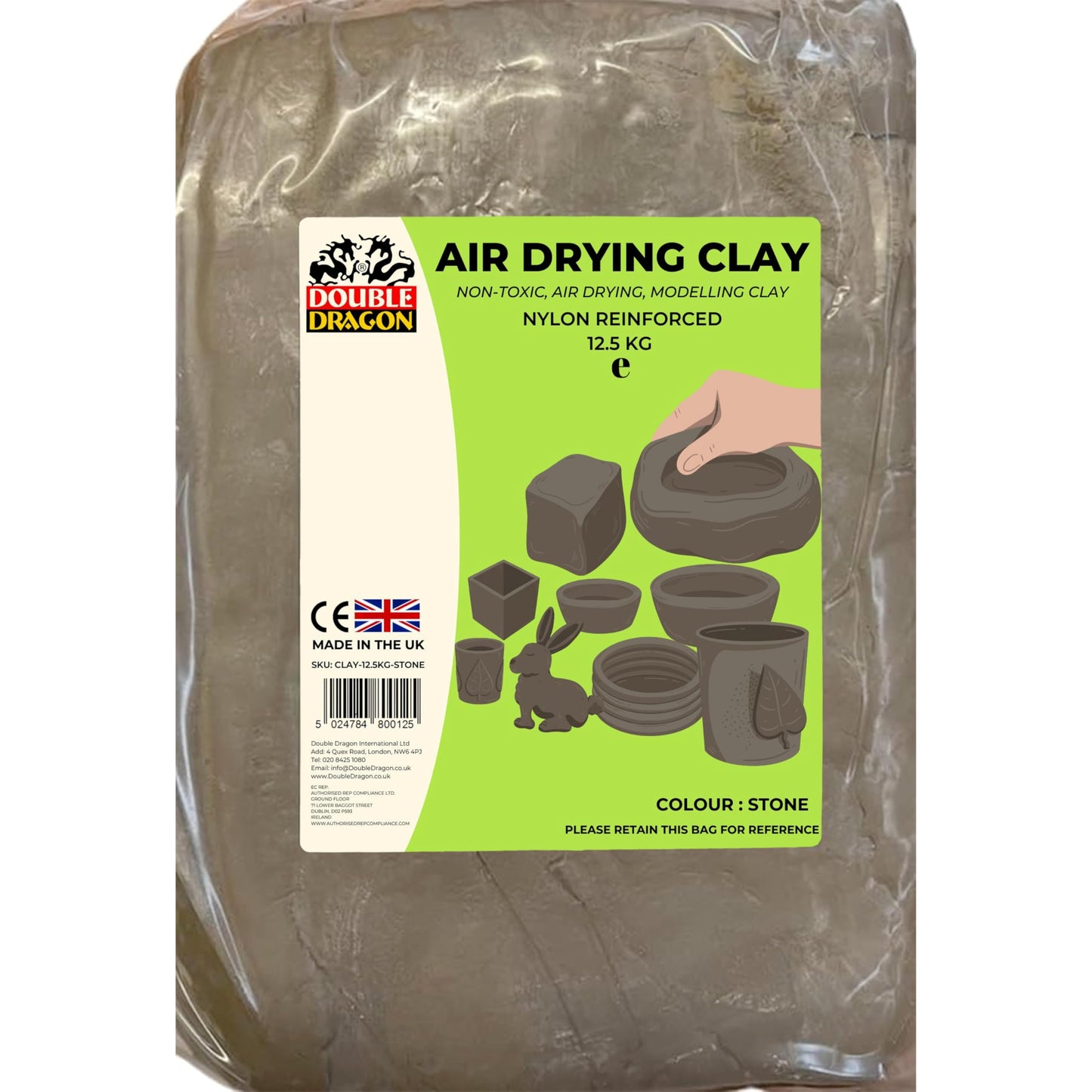 Double Dragon Air Drying Modelling Clay, 12.5kg, for Sculpting & Crafting | Nylon Reinforced | Kid-Friendly & Non-Toxic | Durable, Long Lasting |