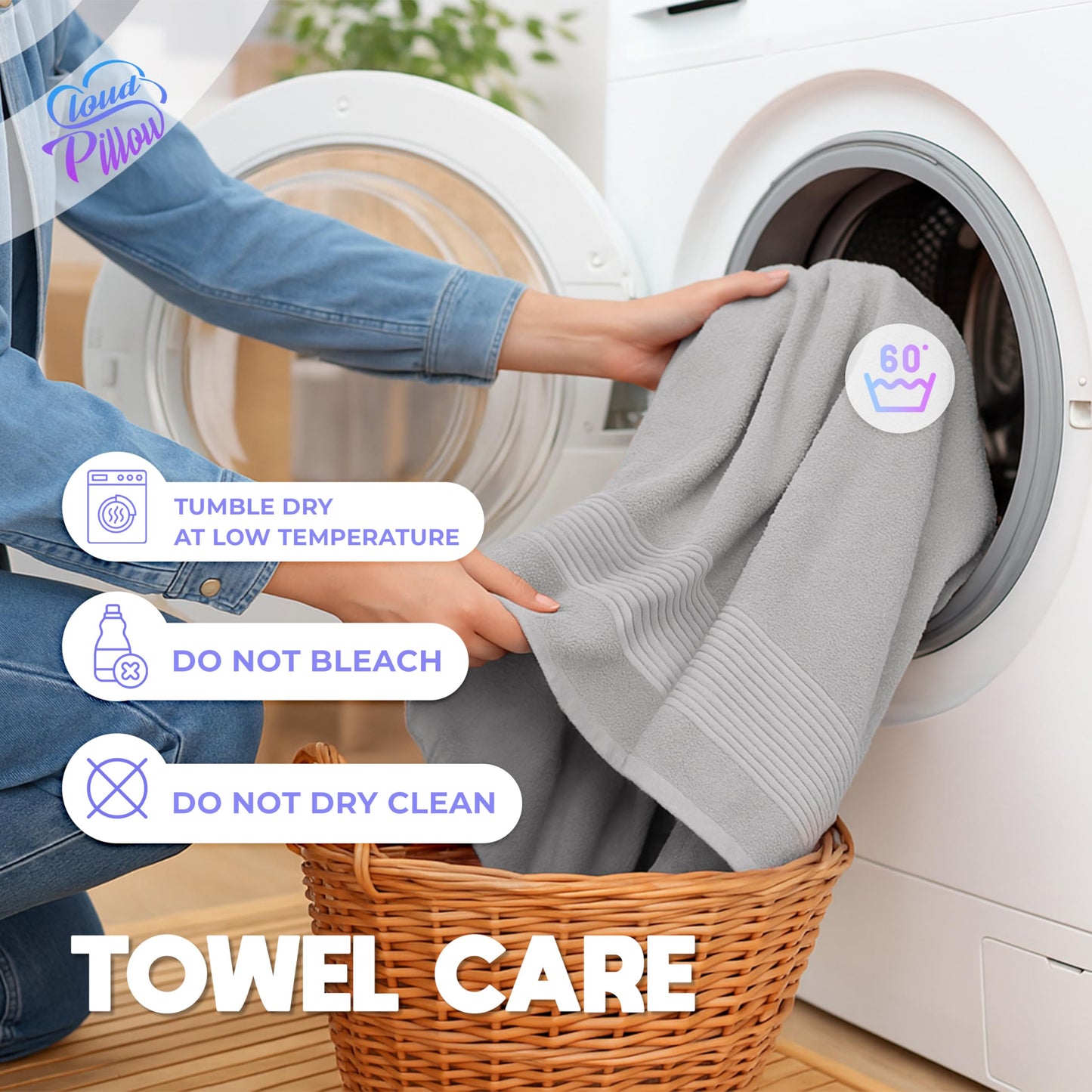 Cloud Pillow Set of 2 Bath Towels 70 x 140 cm 100% Cotton 500 g/m²