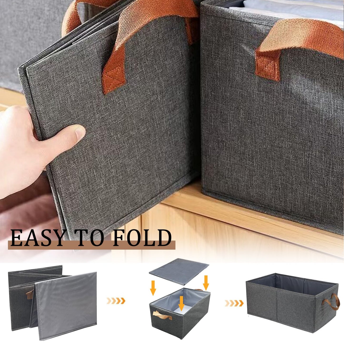 SYEXDZON Storage Baskets, 4pcs Fabric Storage Box, 47*28*20cm