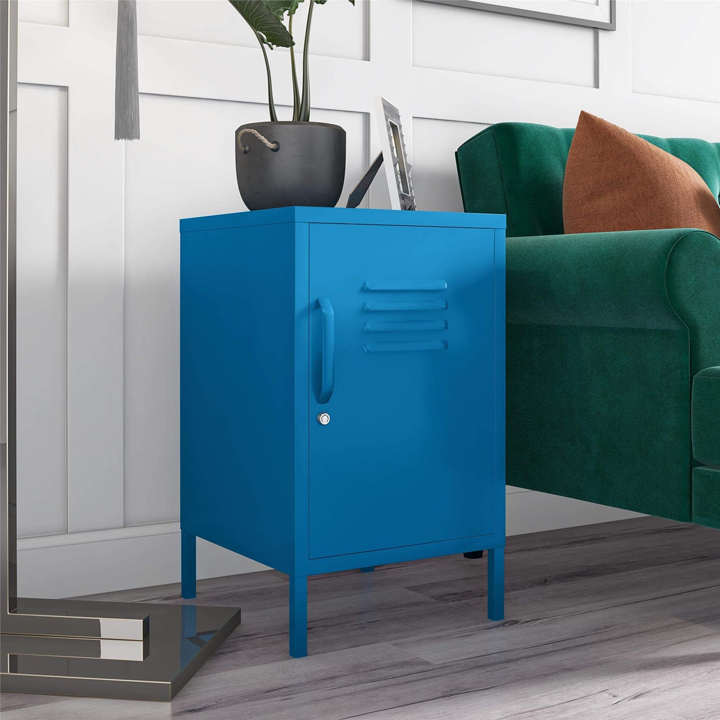 DHP Furniture Cache Metal Locker End Table Blue