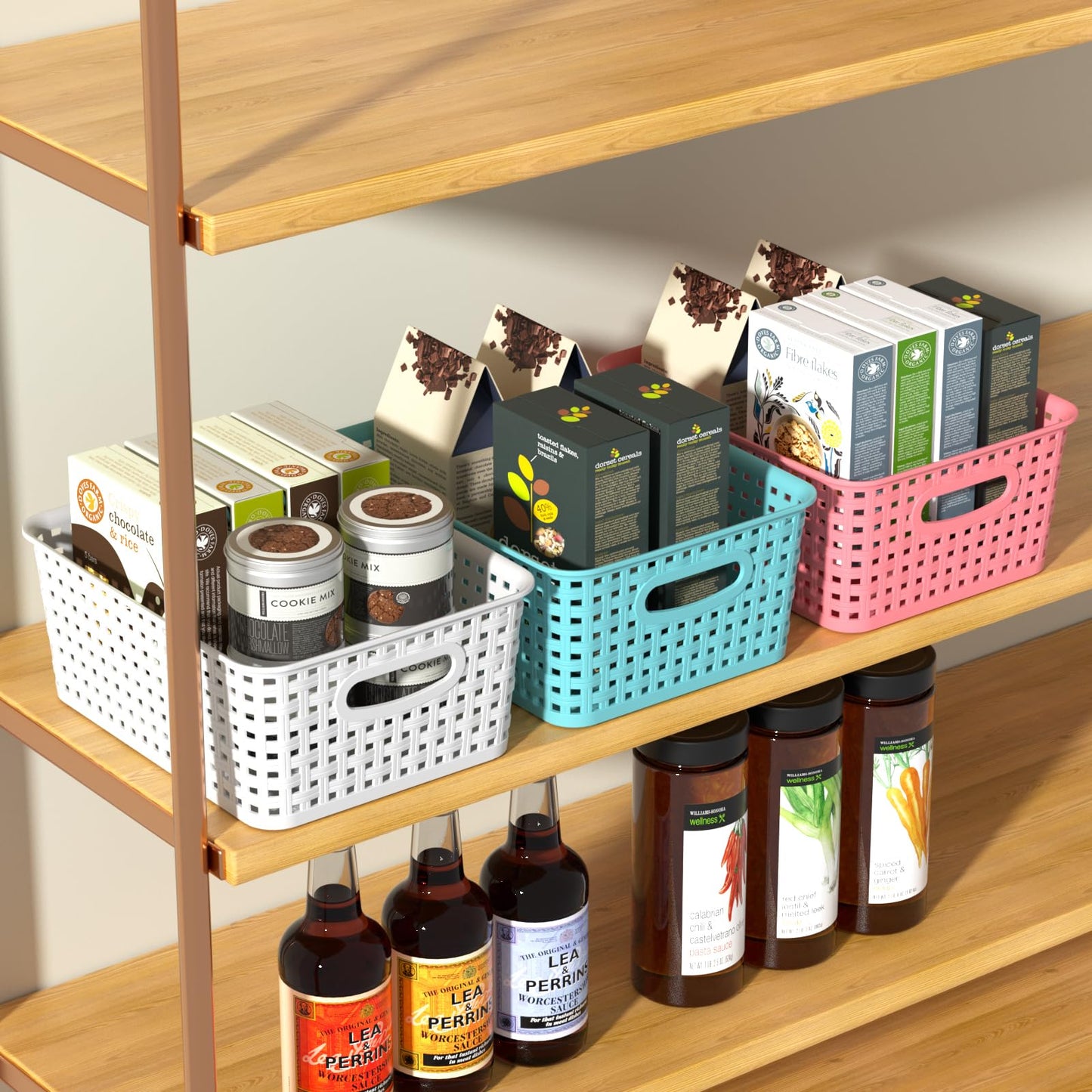 Tstorage Weave Organizer Plastic Storage Baskets, 6 Pack