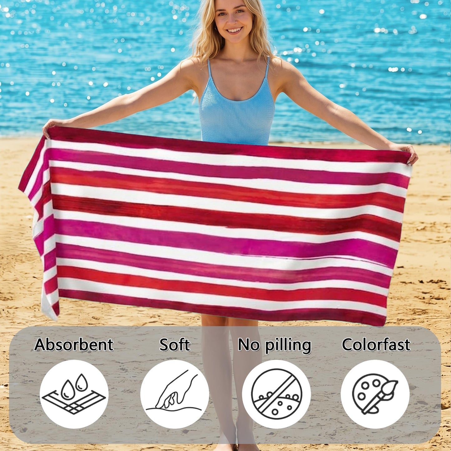 GZYUNFA Microfibre Beach Towel Extra Large 160x80cm – Oversized Sand Free Quick Dry Beach Towels for Adults