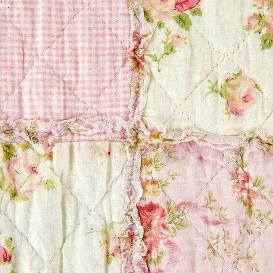Qucover Single Bedspread Quilted Throw Soft 100% Cotton Pink Floral Patchwork Quilt 150x200 cm Decorative Sofa Couch Coverlet