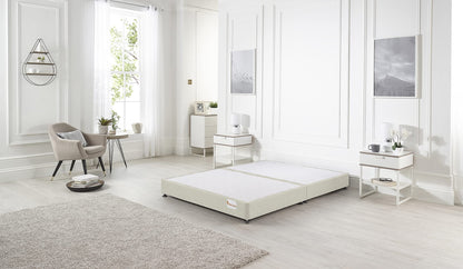 Bed Centre Platform Divan Bed Covered in Luxury Plush, Linen and Tweed Fabric Mustard Tweed, King 150 x 200cm