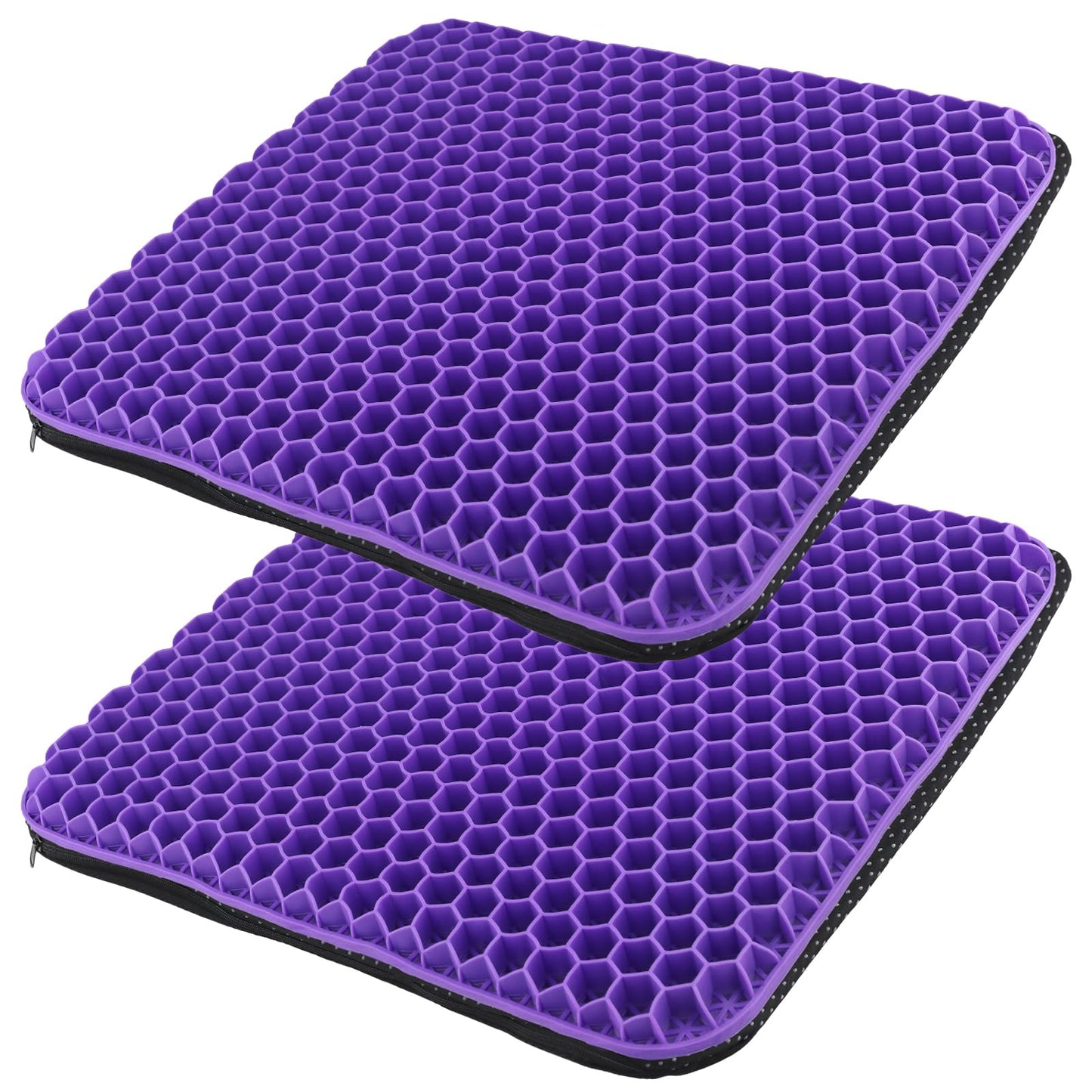 MAKTSAM 2 PCS 43 x 36cm Gel Seat Cushion,Honeycomb Soft Sitting Cushion with Non Slip Cloth Cover for Office, Home, Car, Wheelchair, Puple