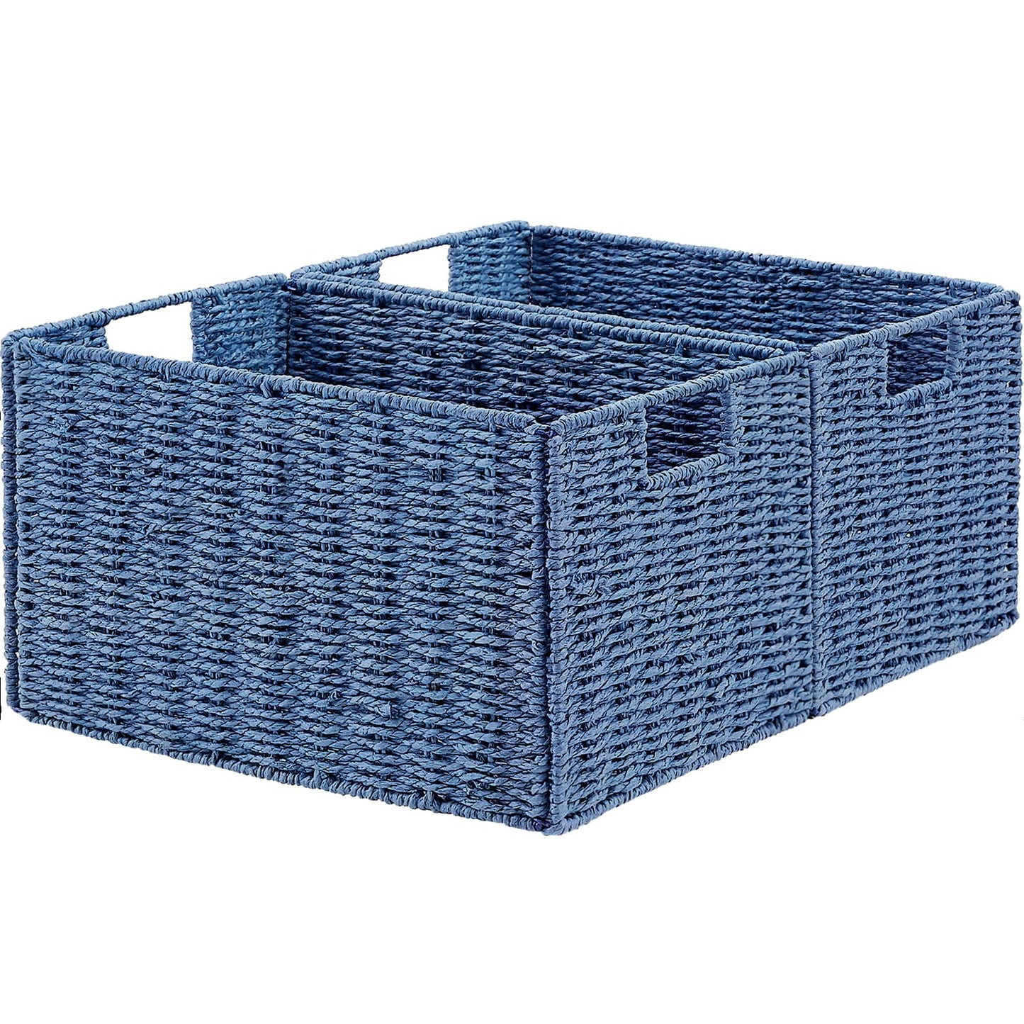 Vagusicc Storage Baskets for Shelves, Large Organizer Box Storage Bins with Handles, Wicker Basket for Pantry