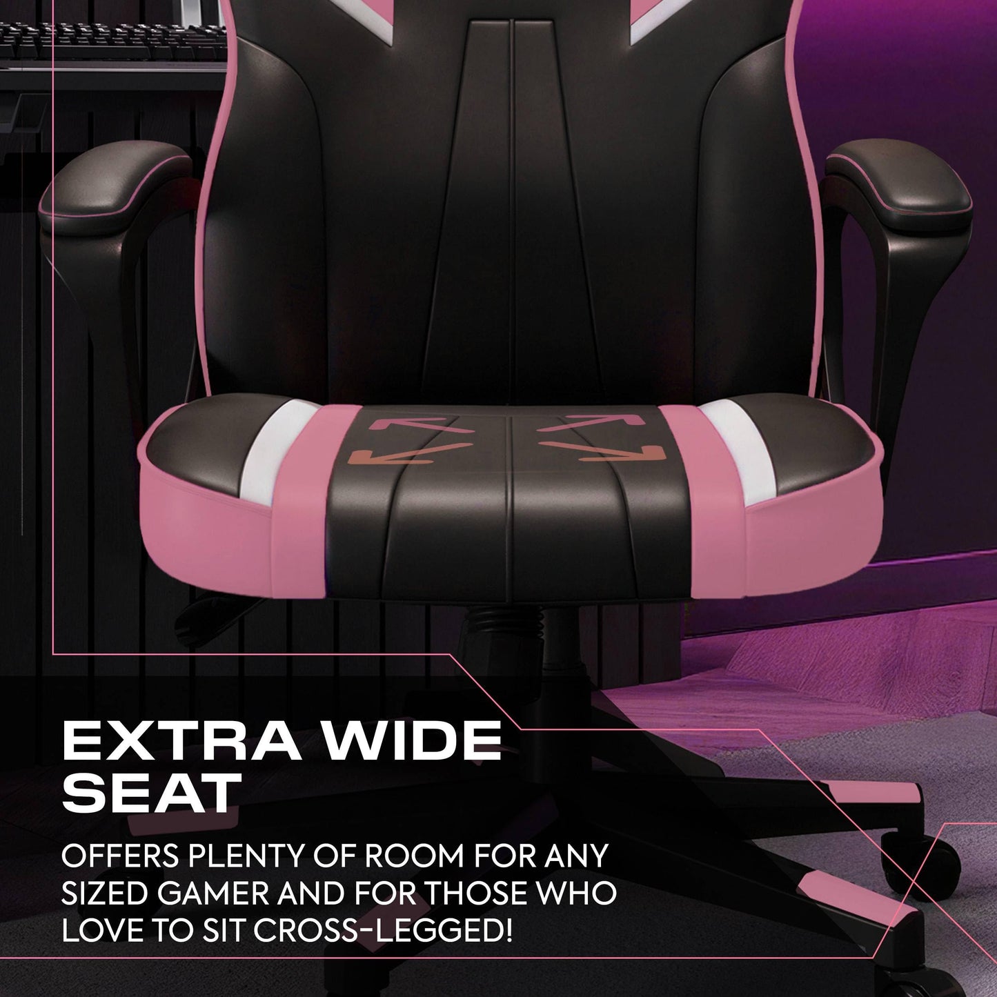 X-Rocker Tempest High Back Ergonomic Office Gaming Chair for Adults & Teens - Extra Wide Seat, Cushioned Armrest, Height Adjustable