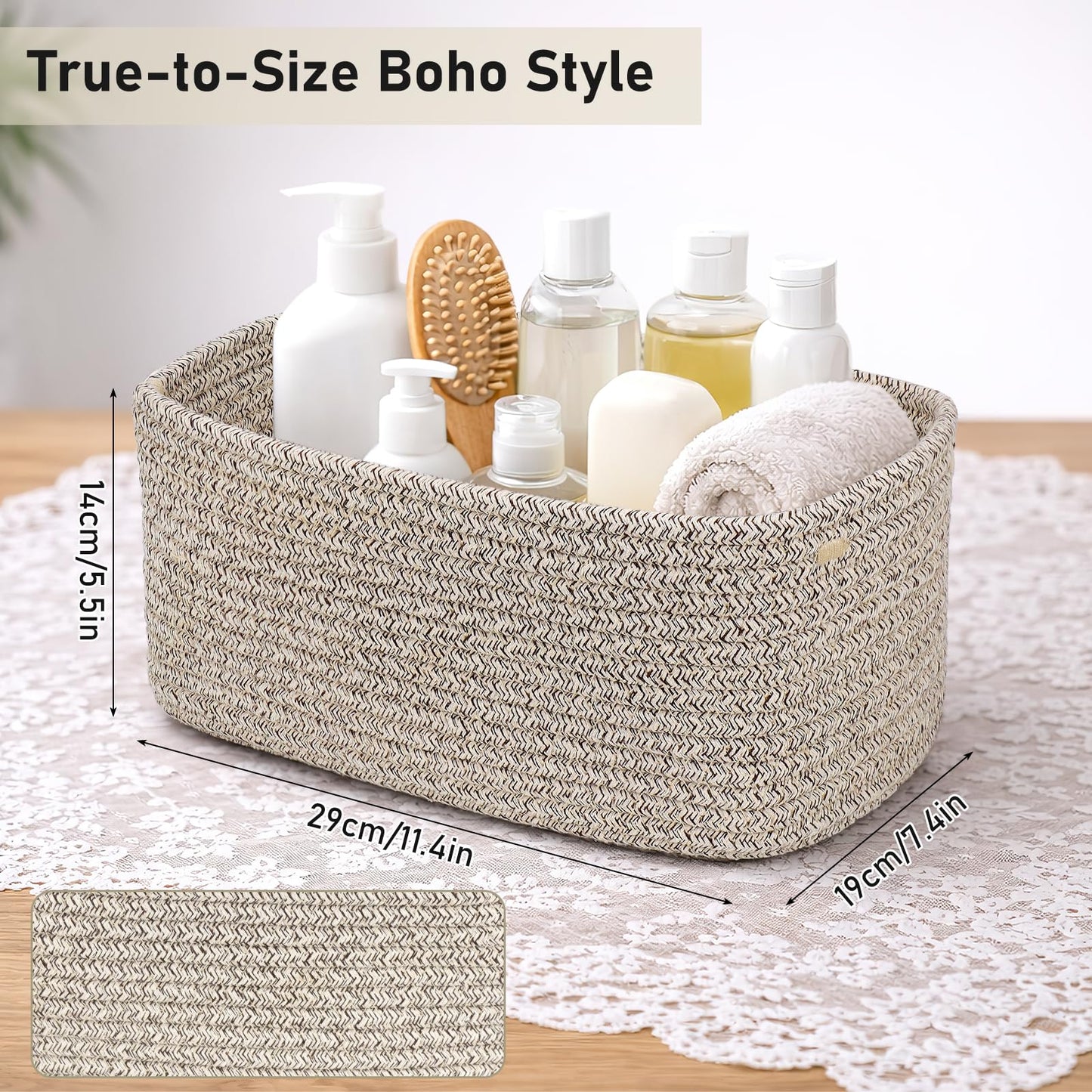 ASMIZ 8 Pack Woven Storage Baskets for Organising, Small Rope Storage Bins