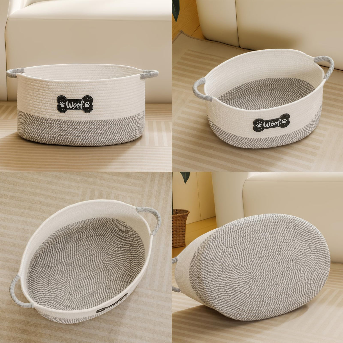 Tidelit Large Dog Toy Basket Box Bin, Woven Storage Baskets for Dog Cat, Cotton Rope Toys Storage Basket for Dogs Cats Bed Toys Accessories Organizer