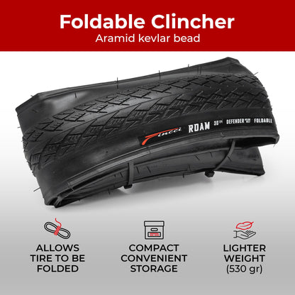 Fincci Roam Pair 700 x 32c Tyres with Antipuncture Protection, 32-622, Foldable ? for Electric, Road, MTB, and Hybrid Bikes