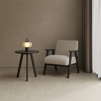 Raico Round Side Table 100% Solid Oak Wood Occasional Table Minimal Scandinavian End Table for Living Room Sofa Table Black