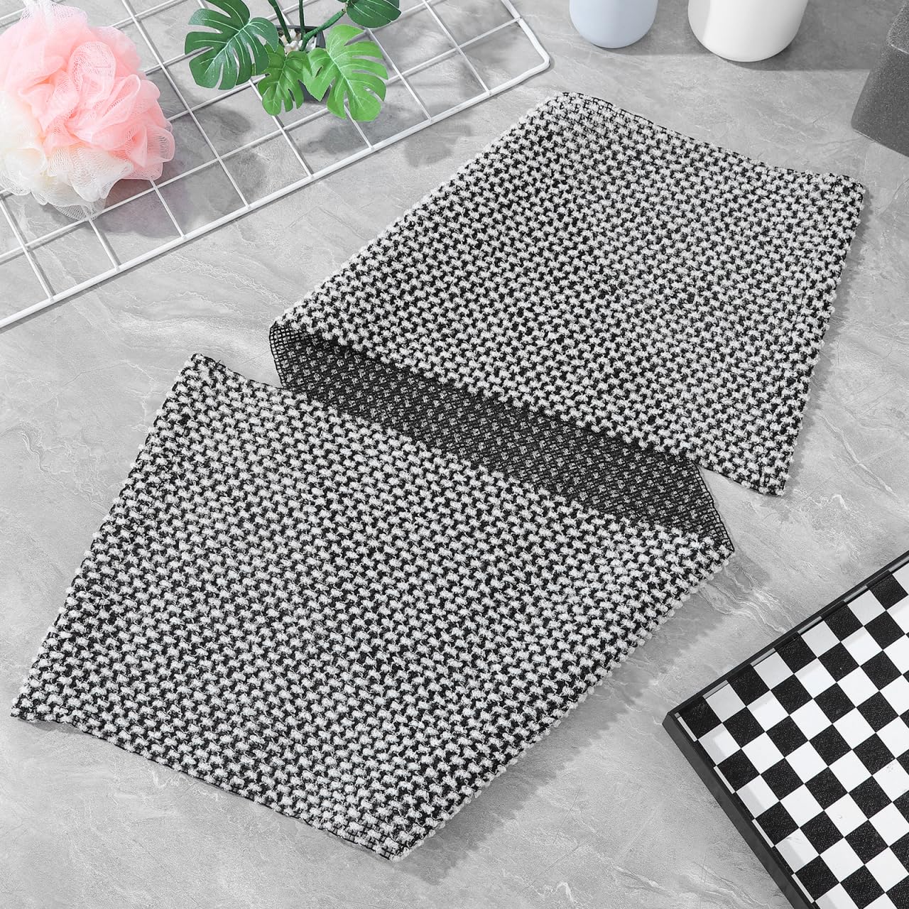 Healeved 2 Pack Japanese Wash Cloth Exfoliating Body Scrubber Towel Long Strip Back Shower Scrubber Washable Bath Back Cloth for Gentle Deep