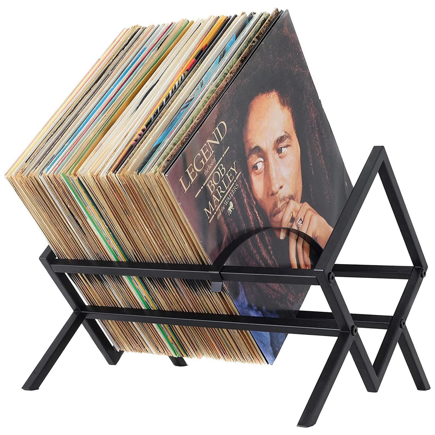 Fesatccoz Vinyl Record Holder for 80–100 LPs, Metal Vinyl Storage Rack