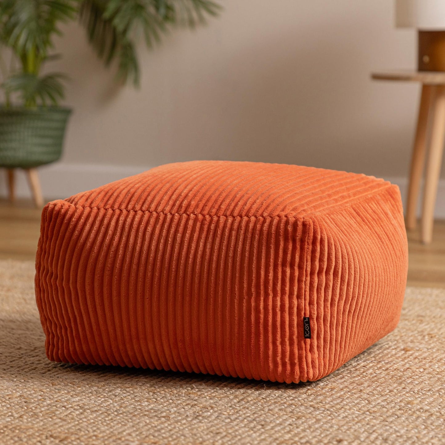 icon Amara Small Cord Bean Bag Footstool with Filling Included, Orange