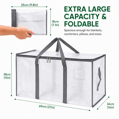 Extra Large 94L Moving Storage Bags, Heavy Duty PP Woven Bags with Reinforced Handles and Zipper, Foldable Storage for Clothes, Bedding