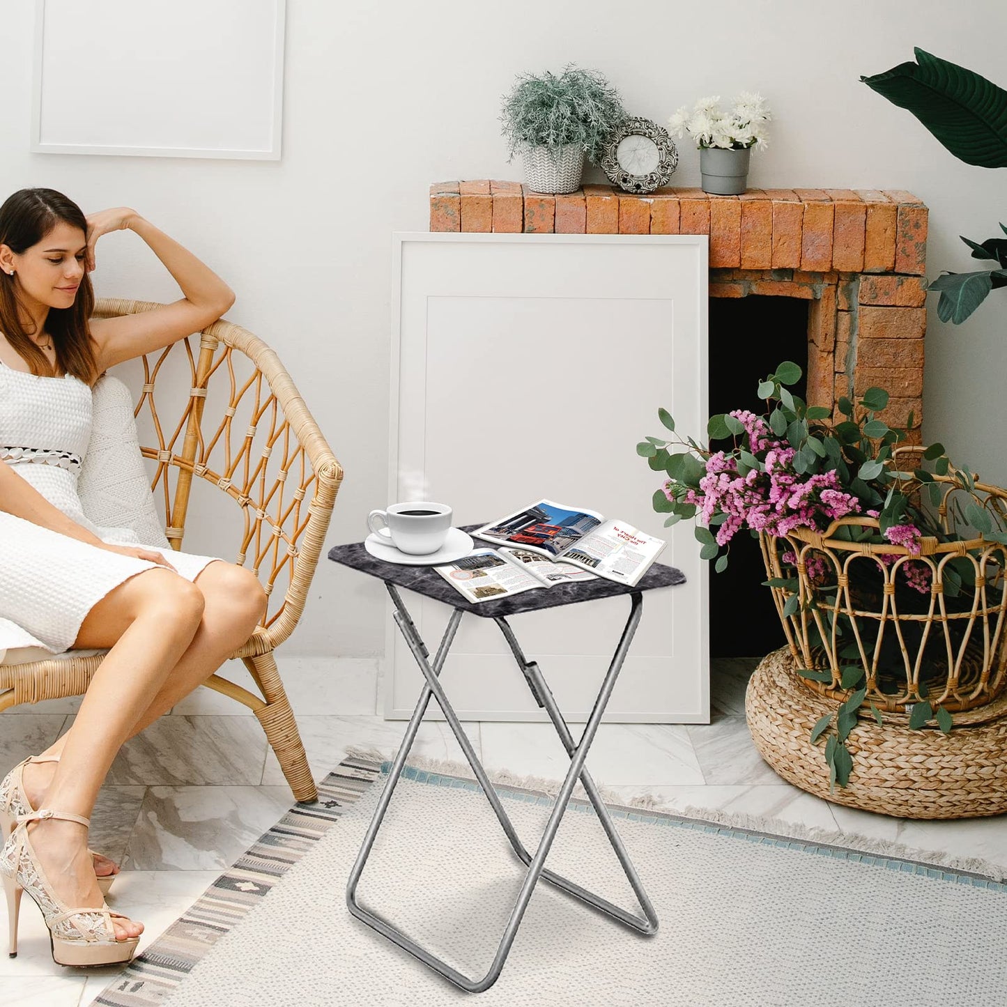 Small Folding Table, Foldable Table, TV Tray Table, Sofa Table, End Table