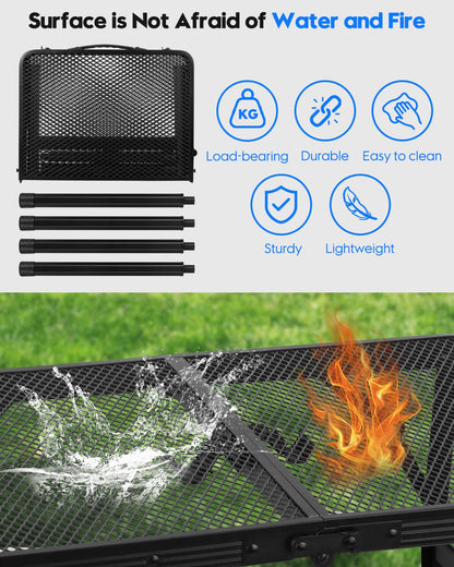 MSDADA Camping Table That Fold Up, Small Foldable Table, Portable Table Folding, Height Adjustable Pizza Oven Folding Table Gas BBQ Table, Camping