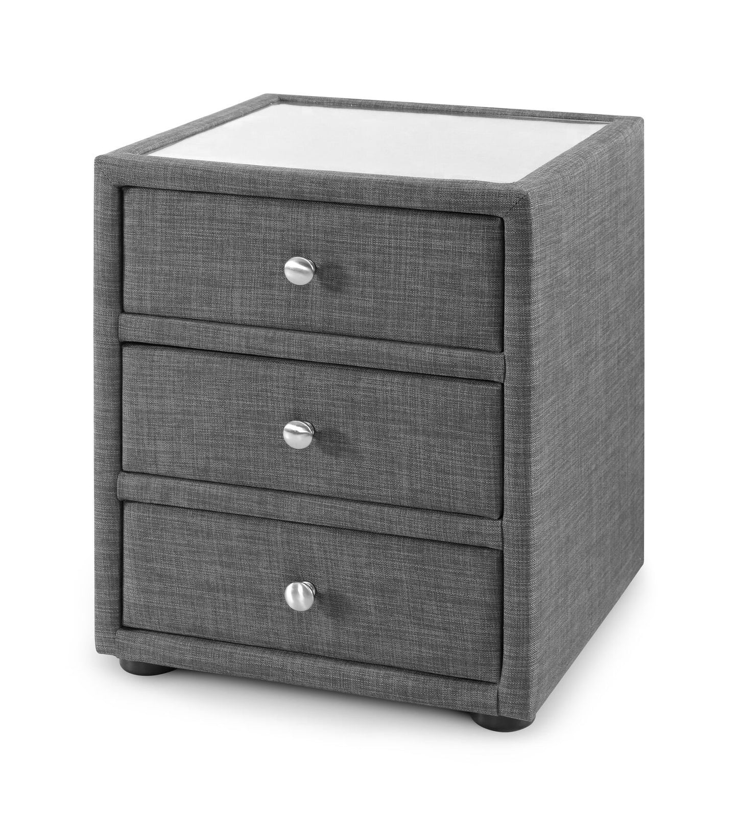 Julian Bowen Sorrento Bedside Table, 3 Drawer, Grey - H55 x W45 x D45cm