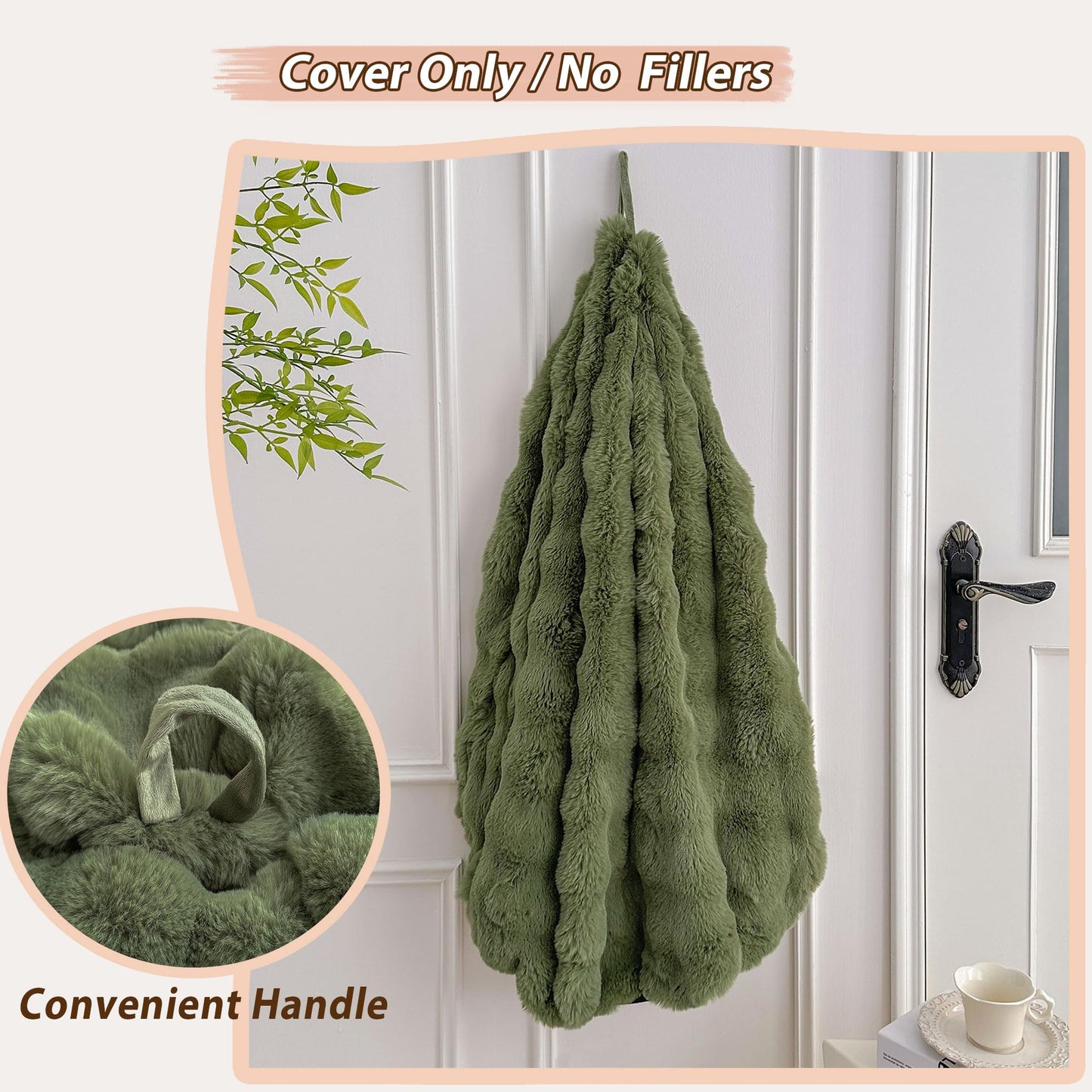 LIFEREVO Kids Fluffy Faux Rabbit Fur Bean Bag Cover, No Filler, Sage Green