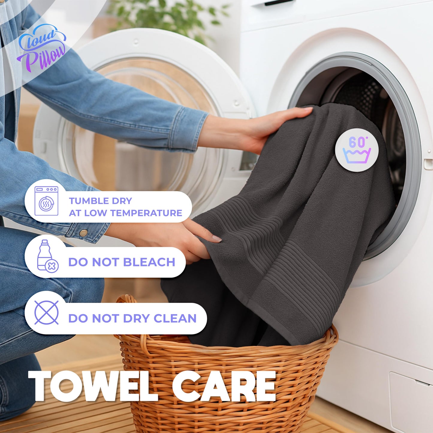 Cloud Pillow Set of 2 Bath Towels 70 x 140 cm 100% Cotton 500 g/m²