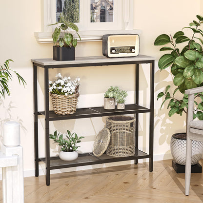 HOOBRO Console Table for Hallway Slim, 3-Tier Narrow Console Table, Hallway Table with 3 Shelves, Slim Sofa Table for Small Spaces, Living Room