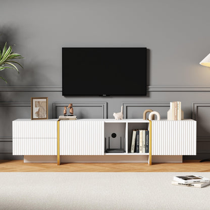 Ball & Cast TV Cabinet, High-gloss TV Unit, TV Stand Cabinet with 4 LED lighting Modes & 16 Colors, Wall Mounted/Floor Mounted, 180 * 35 * 30 cm