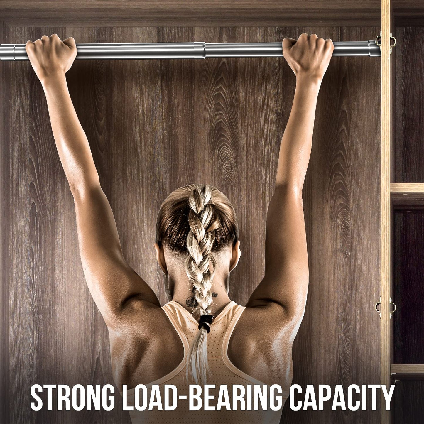 WAENLIR 70cm-120cm Extendable Stainless Steel Wardrobe Rail, Adjustable Clothes Rail Pole With End Sockets.