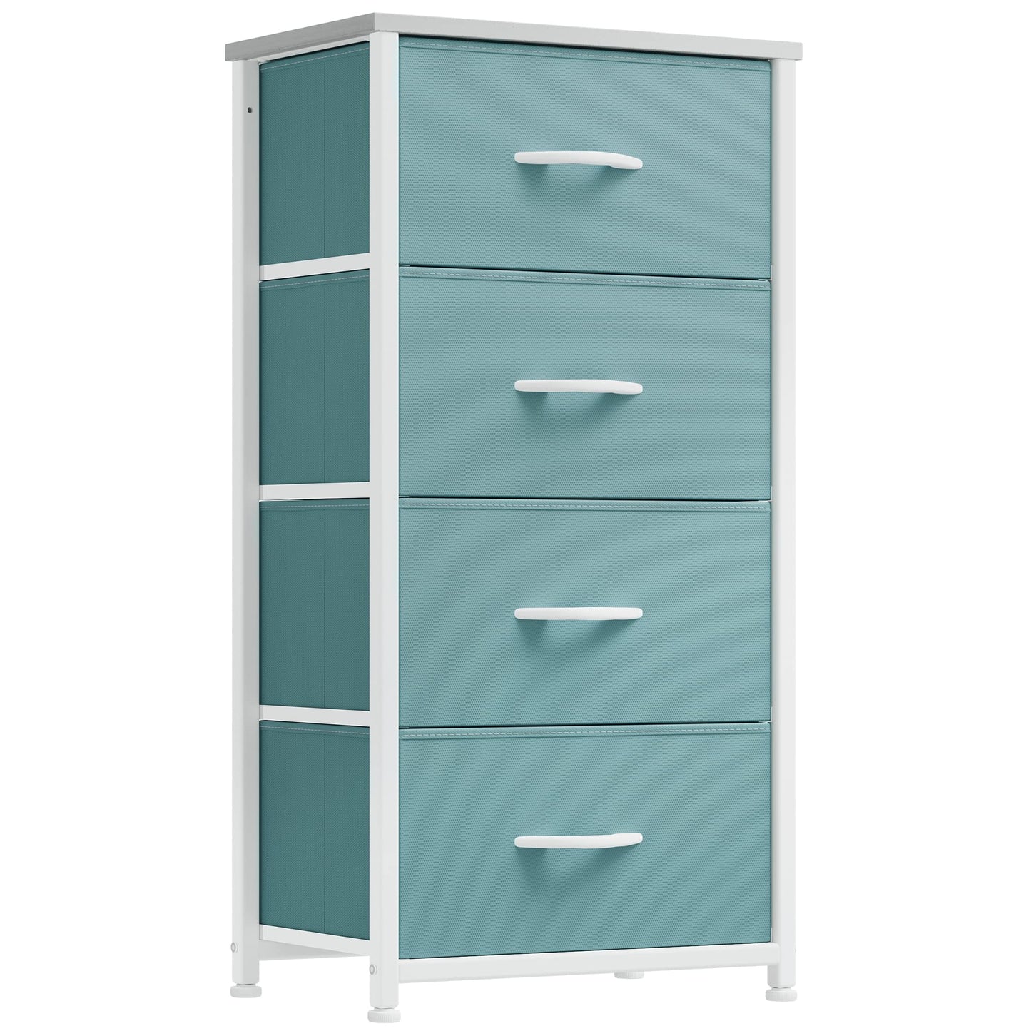 YITAHOME Chest of Drawer Bedroom with 4 Drawers Storage Unit Steel Frame Wood Top Fabric Dresser for Bedroom Living room,Closet,Green