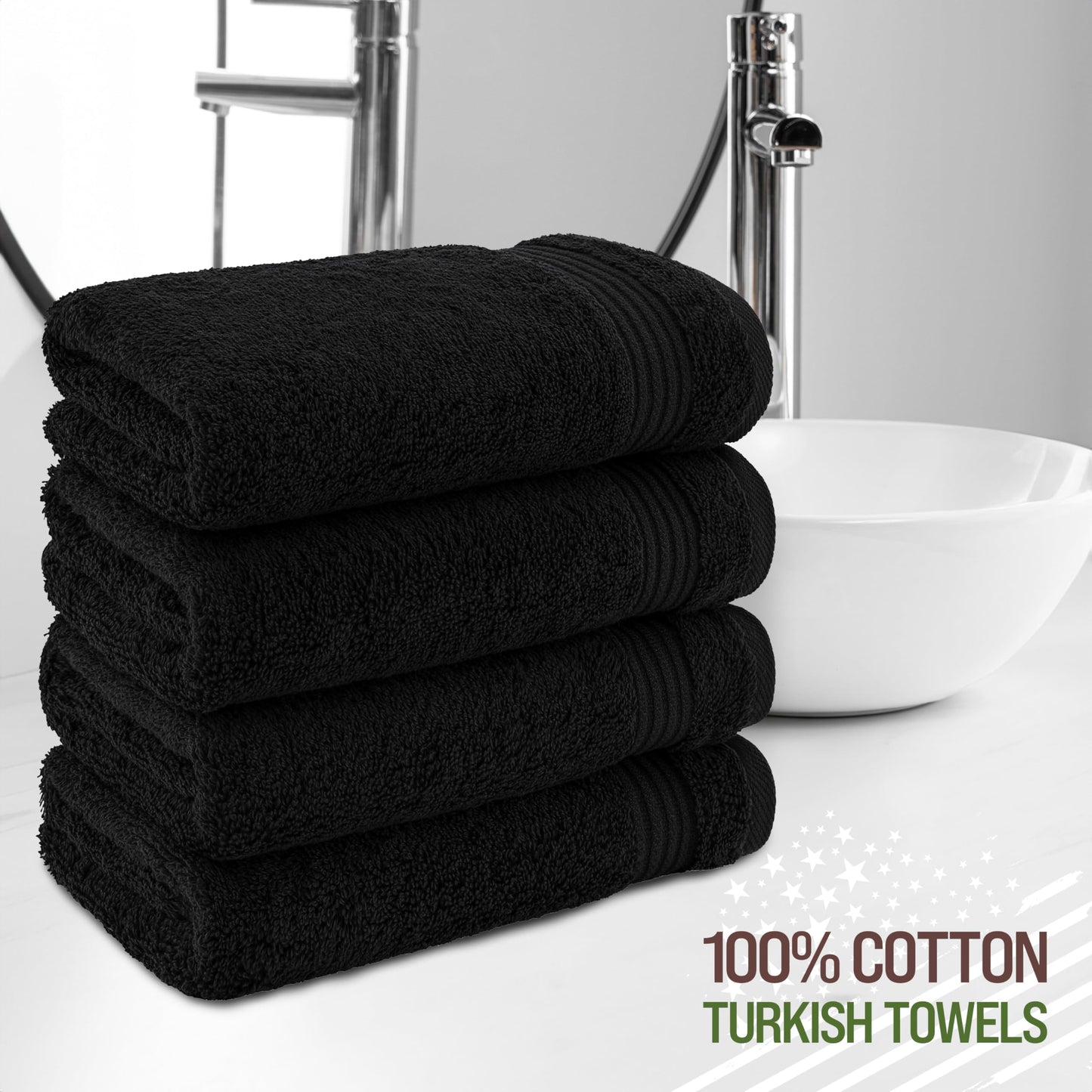 American Veteran Towel, Hand Towels for Bathroom Set of 4, 100% Cotton Turkish Hand Towel Sets Clearance Prime, Soft Drying Hand Face Towels