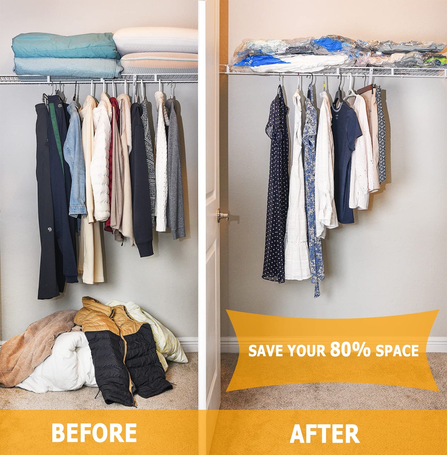 Vacuum Storage Bags Space Saver Sealer Bags,Compression Bags for Clothes, Pillows, Comforters, Blankets, Bedding 8 Combo
