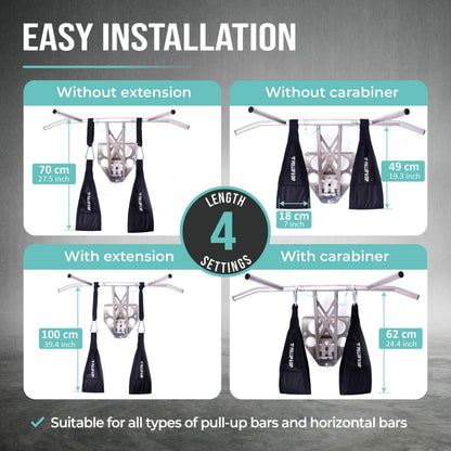 PULLUP & DIP Ab Straps, Premium Abdominal Slings for Abdominal Training, Padded Workout Straps for Crunches, Hanging, Leg Raise, Set of 2 Ab Slings