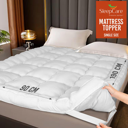 SleepCare Thick Mattress Topper Single Bed, Premium Quality Breathable Single Mattress Topper, Quilted and Fluffy Single Bed Mattress Topper with