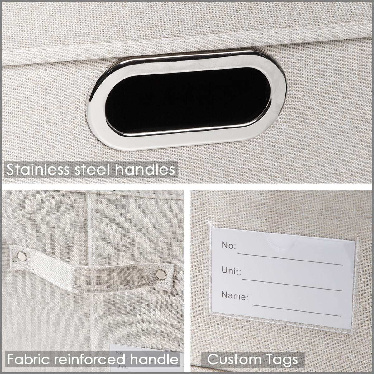 Prandom Storage Boxes with Lids Large,43x30x30cm,Beige[1-Pack]