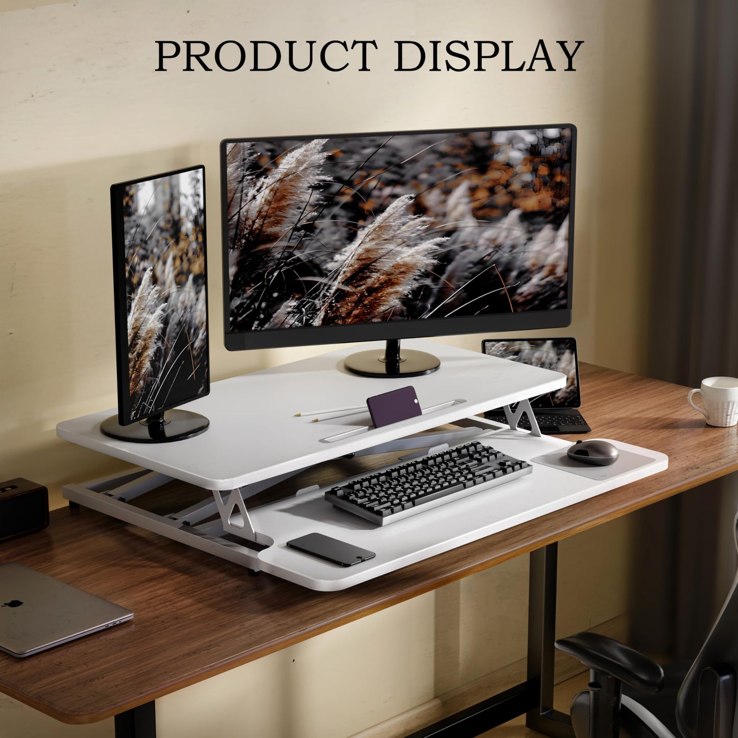ERGOMAKER Height Adjustable Standing Desk Converter 101cm(40 Inch), Black