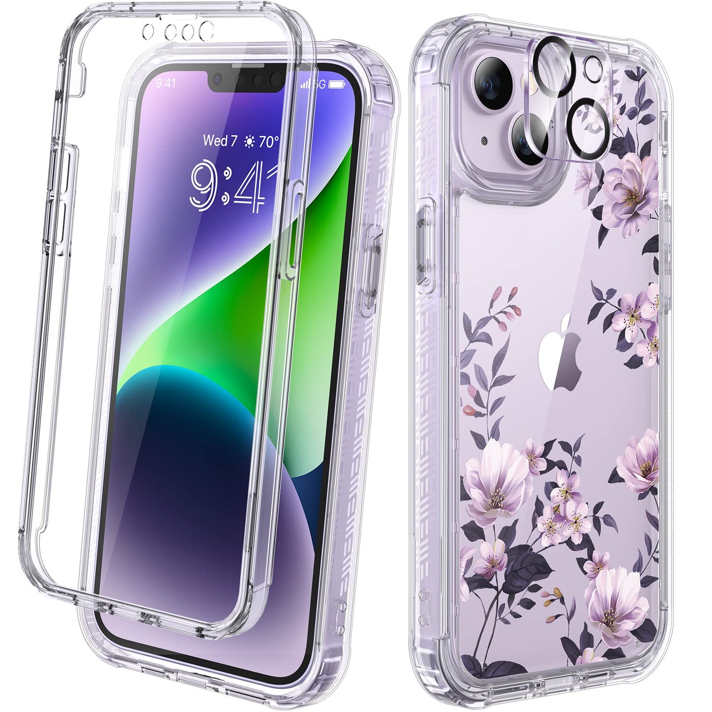 Diaclara Designed for iPhone 14 Case, Full Body Rugged Case with Built-in Touch Sensitive Anti-Scratch Screen Protector, with Camera Lens Protector