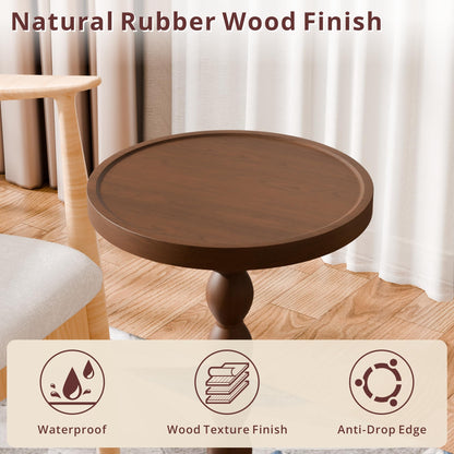 30cm Wooden Round Side Table,Round Bar Table, Small End Table - Walnut