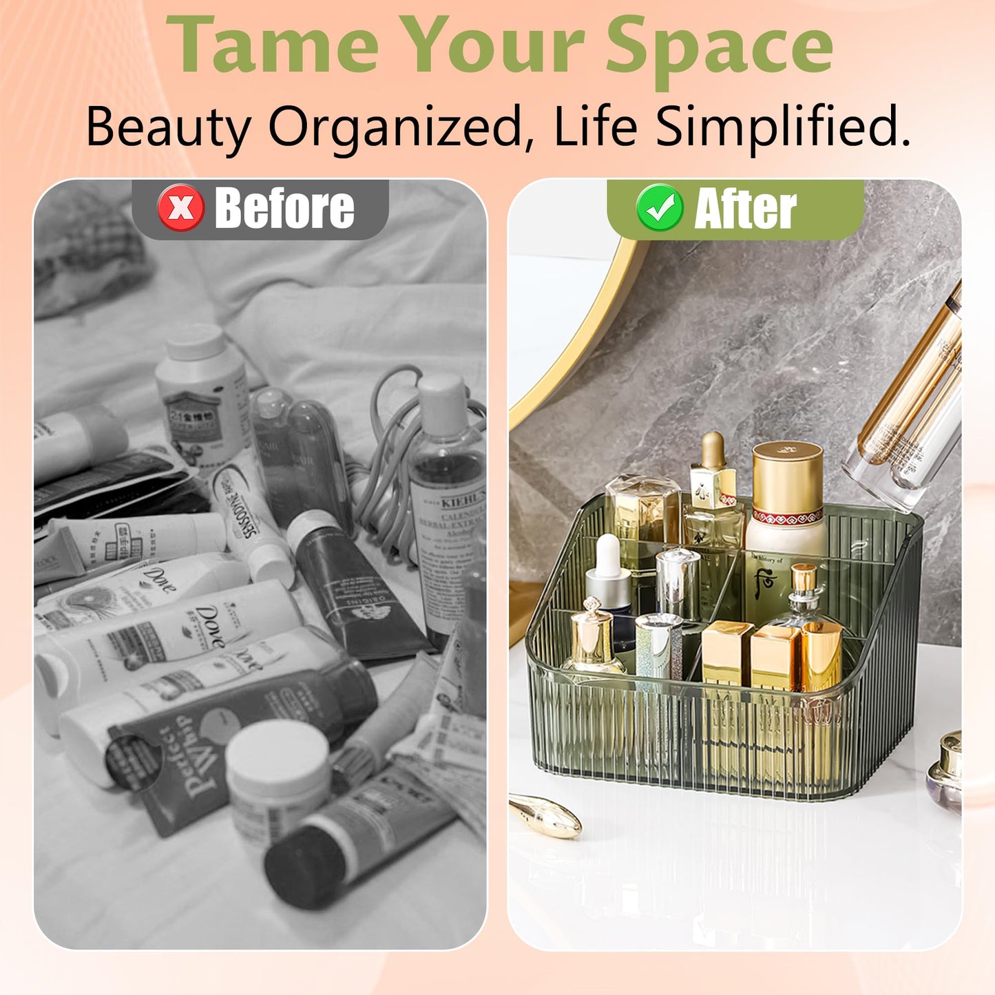 Homeanda Makeup Organiser Storage Compartments, Skin Care Cosmetic Organiser, Makeup Organiser and Storage(Green)