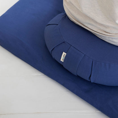 basaho CRESCENT Zafu Meditation Cushion | Organic Cotton | Buckwheat Hulls | Removable Washable Cover (Mustard)