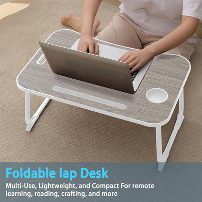 Laptop Bed Desk, Lap Desk Breakfast Tray Table for Eating, Reading, Writing, Laptop Stand for Bed, Sofa, Home and Office Grey